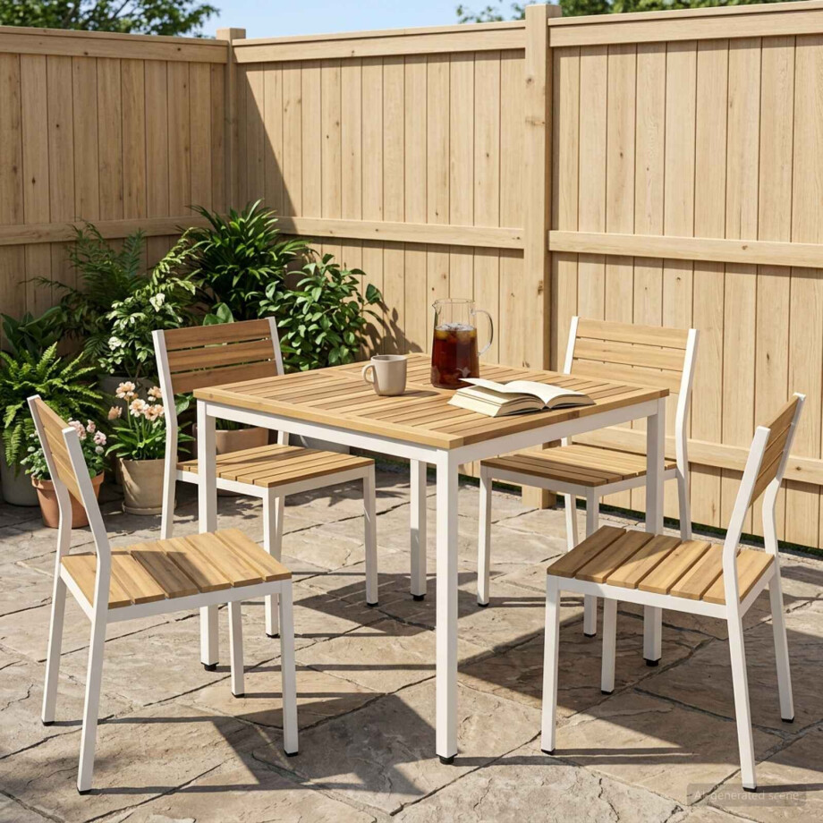 vidaXL Tuindiner tafel Wit 80 x 80,5 x 75 cm Massief Acaciahout vidaXL Tuindiner tafel Wit 80 x 80,5 x 75 cm Massief Acaciahout afbeelding 1
