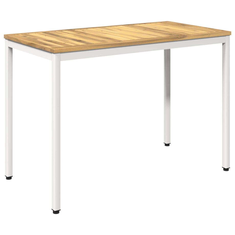 vidaXL Tuindiner tafel Wit 108,5 x 55 x 75 cm Massief Acaciahout afbeelding 1