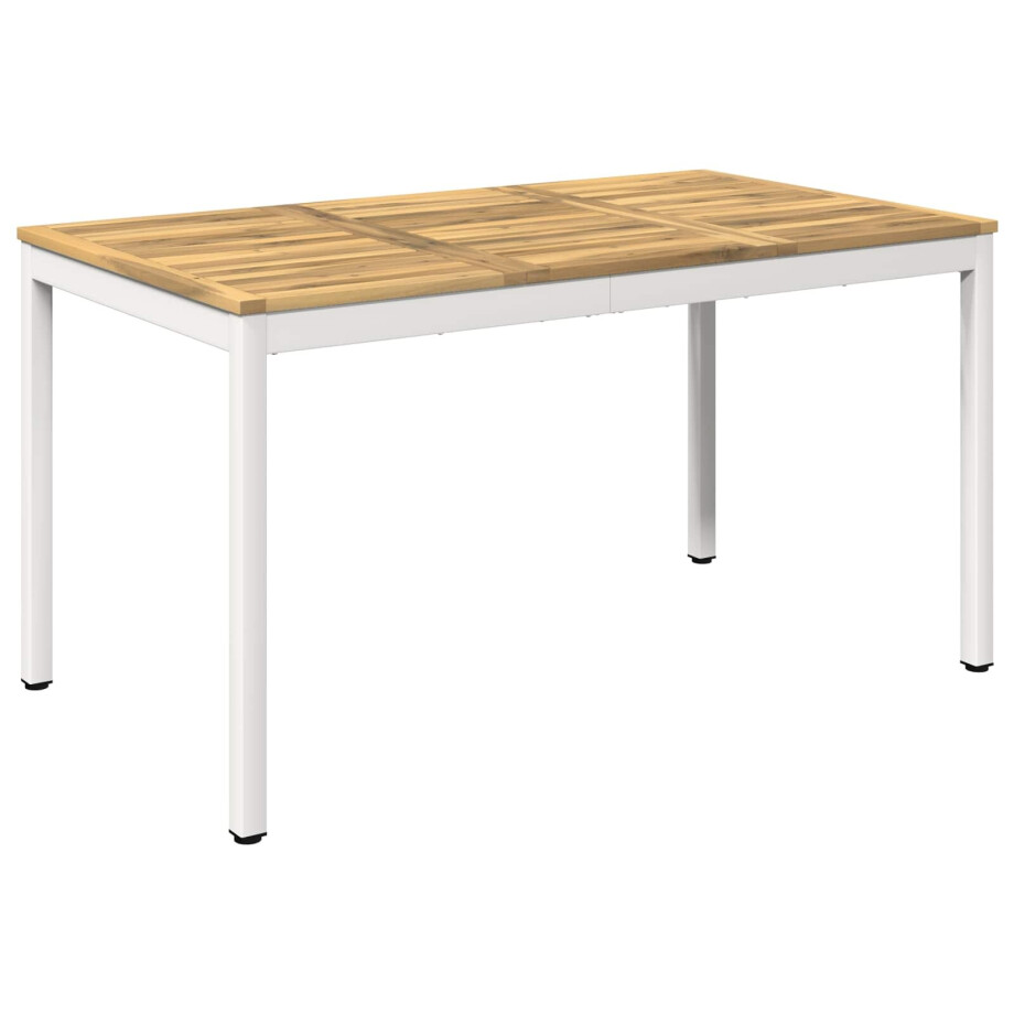 vidaXL Tuindiner tafel Wit 141 x 80,5 x 75 cm Massief Acaciahout afbeelding 1