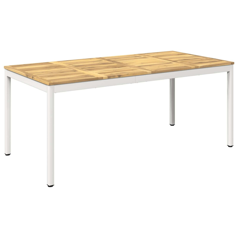 vidaXL Tuindiner tafel Wit 180 x 88,5 x 75 cm Massief Acaciahout afbeelding 1