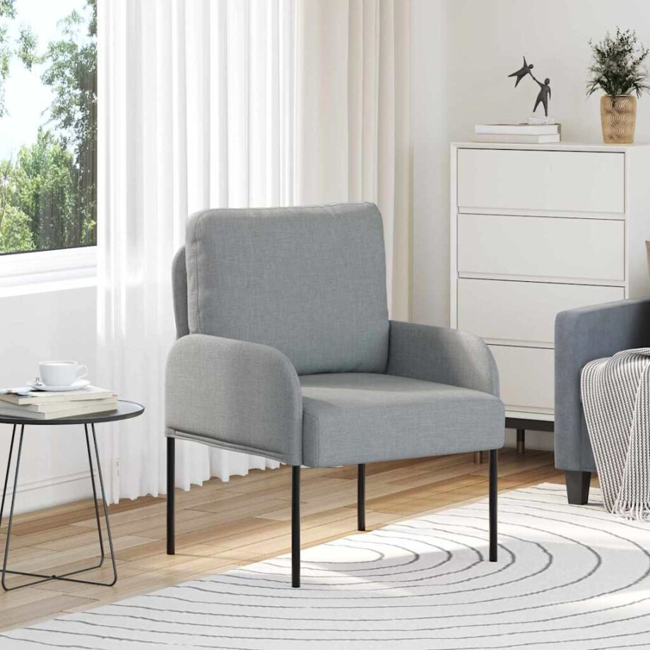 vidaXL Banken met kussen 55cm Lichtgrijs Multiplex afbeelding 1