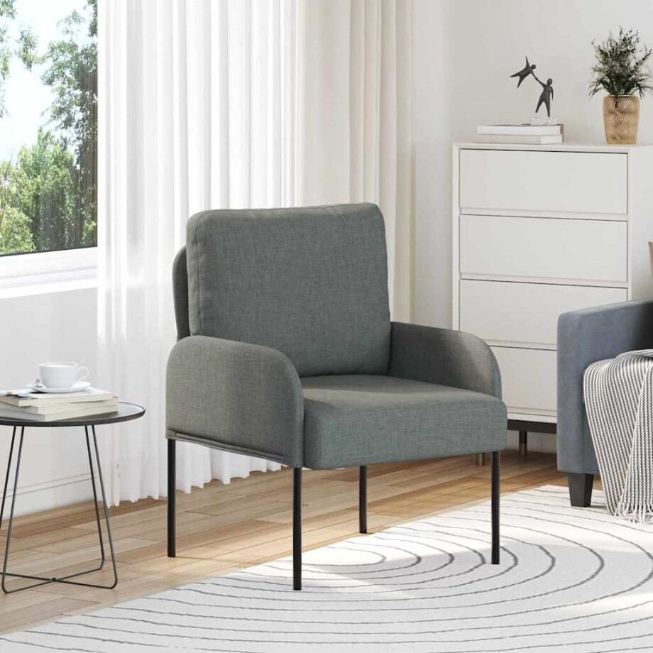 vidaXL Banken met kussen 55cm Donkergrijs Multiplex afbeelding 1