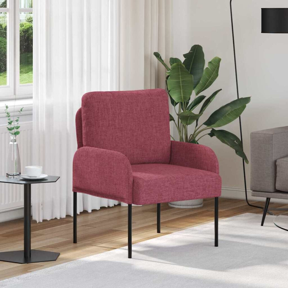 vidaXL Banken met kussen 55cm Wijnrood Multiplex afbeelding 1