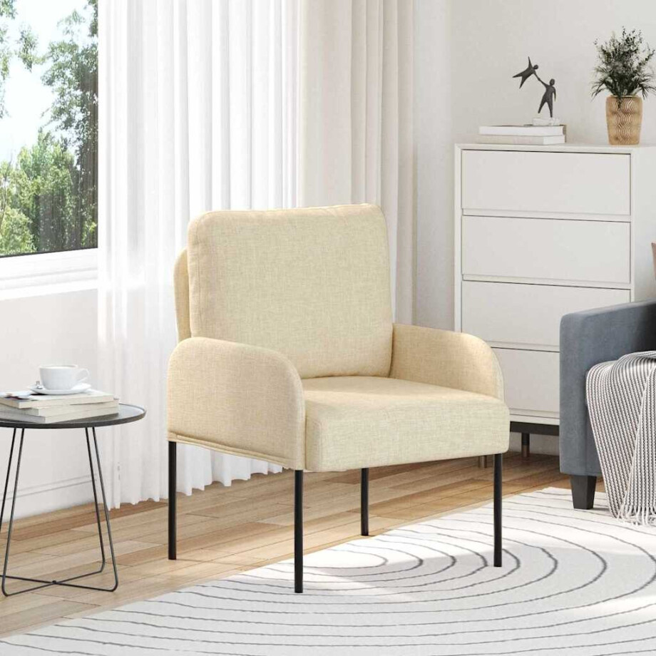 vidaXL Banken met kussen 55cm Crème Multiplex afbeelding 1