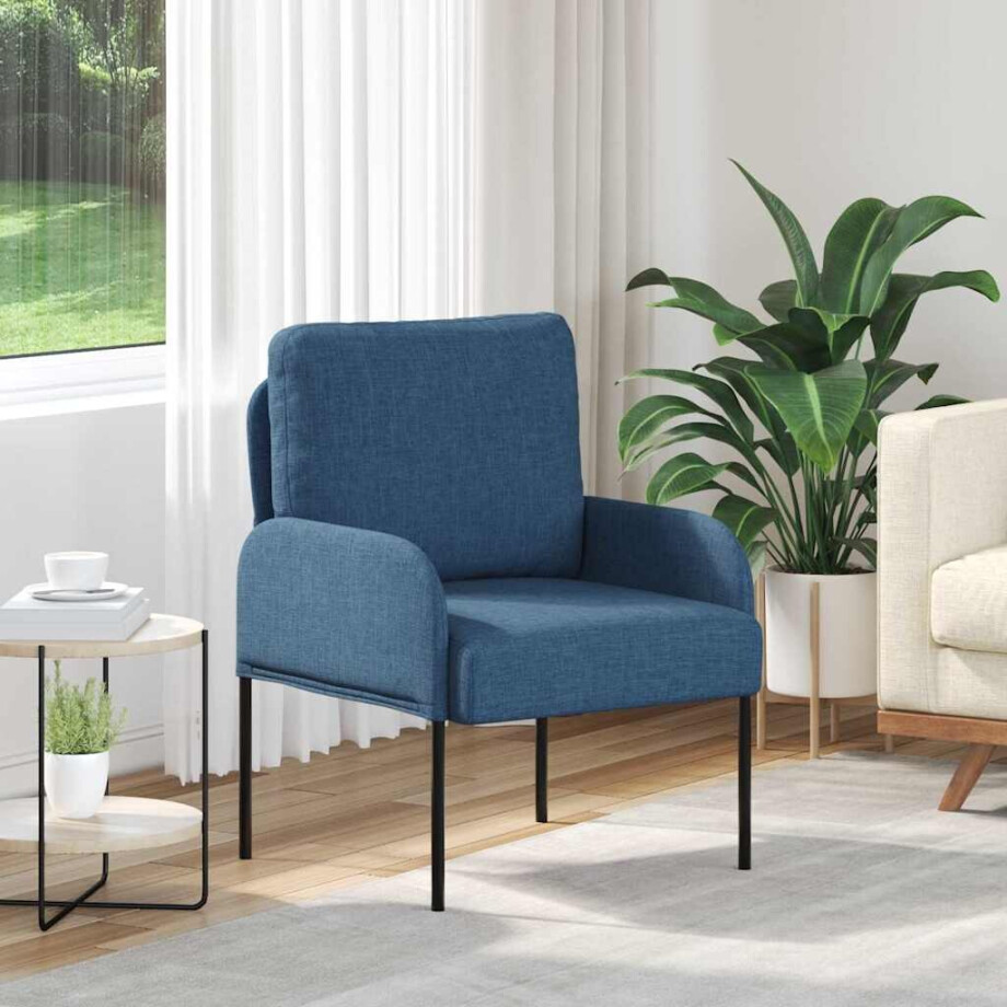 vidaXL Banken met kussen 55cm Blauw Multiplex afbeelding 1