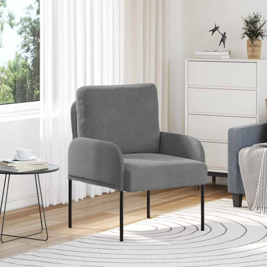 vidaXL Banken met kussen 55cm Donkergrijs Multiplex afbeelding 1