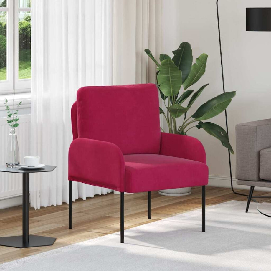 vidaXL Banken met kussen 55cm Wijnrood Multiplex afbeelding 1