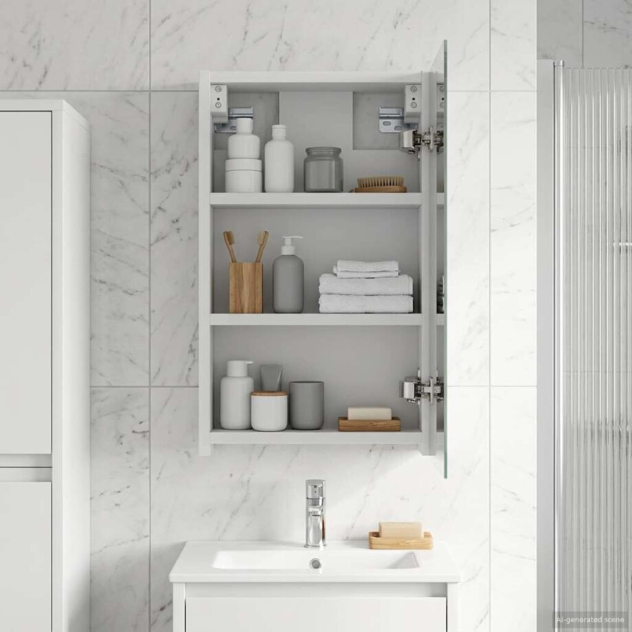 vidaXL Badkamer spiegelkast Wit 30 x 10,5 x 50 cm Bewerkt hout vidaXL Badkamer spiegelkast Wit 30 x 10,5 x 50 cm Bewerkt hout afbeelding 1