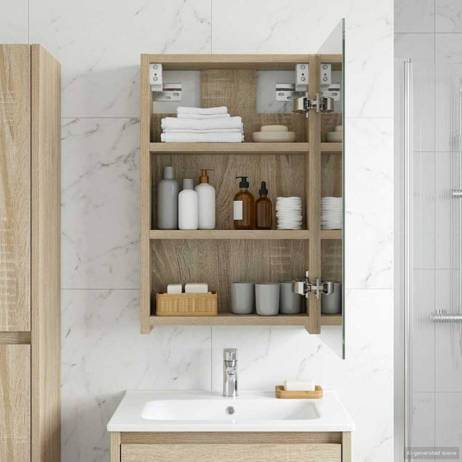 vidaXL Badkamer spiegelkast met plank Sonoma Eiken 30 x 10,5 x 50 cm vidaXL Badkamer spiegelkast met plank Sonoma Eiken 30 x 10,5 x 50 cm afbeelding 1