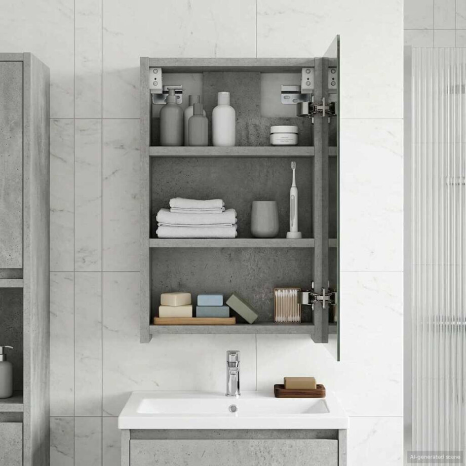 vidaXL Badkamer spiegelkast Beton Grijs 30 x 10,5 x 50 cm Bewerkt hout vidaXL Badkamer spiegelkast Beton Grijs 30 x 10,5 x 50 cm Bewerkt hout afbeelding 1