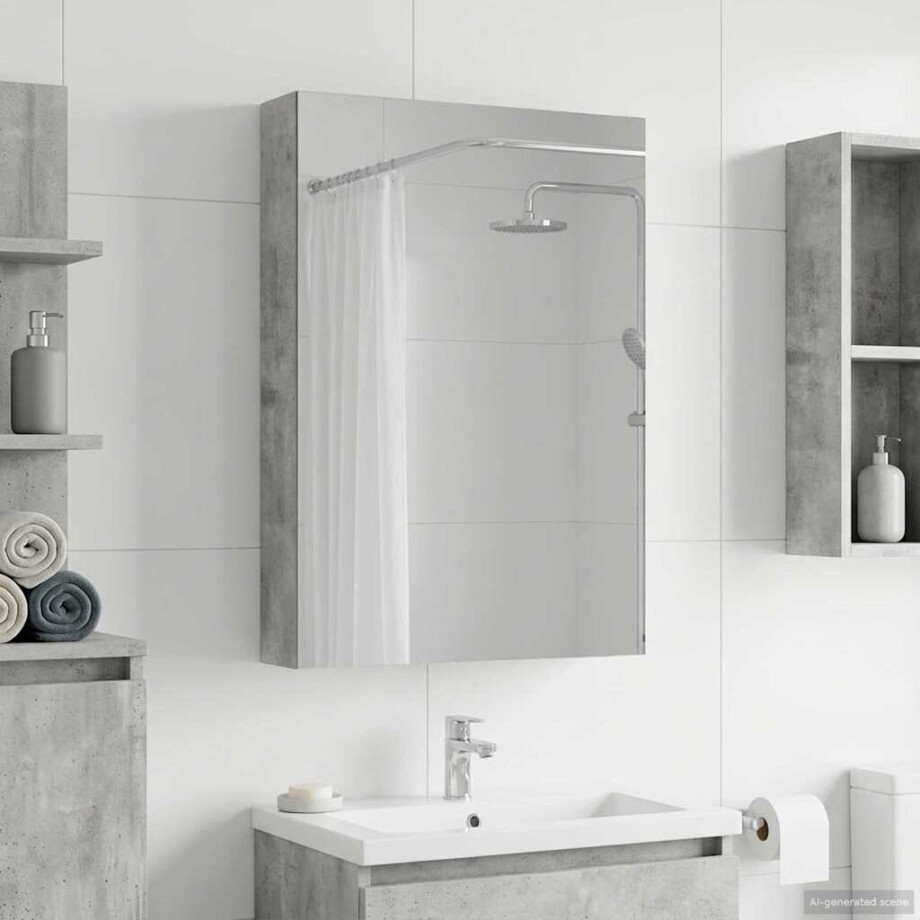 vidaXL Badkamer spiegelkast met plank Beton Grijs 40 x 10,5 x 60,5 cm afbeelding 1