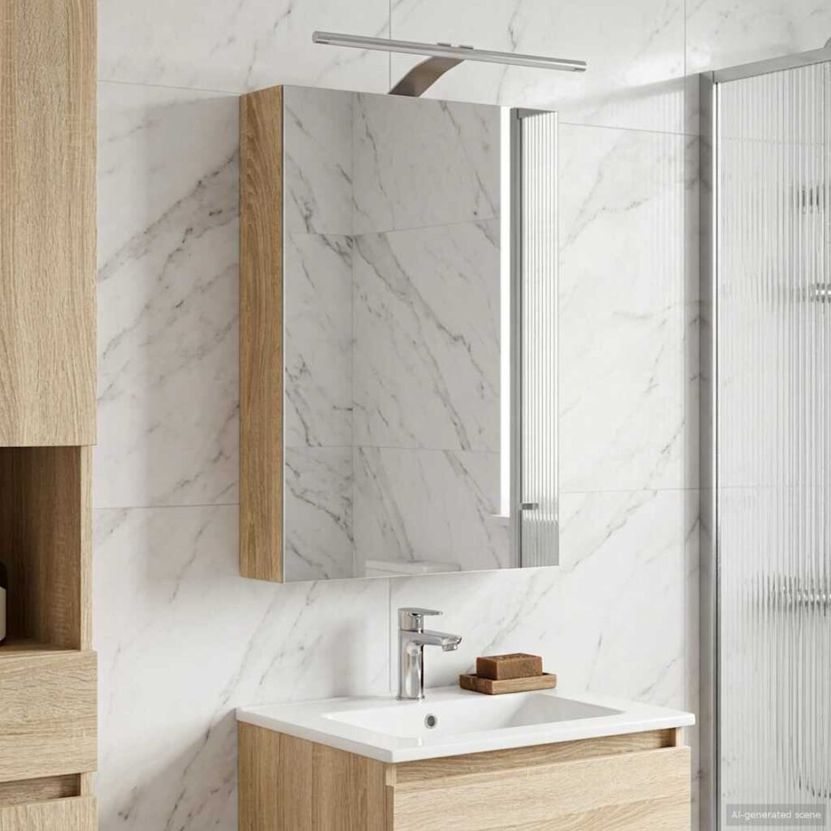vidaXL Badkamer spiegelkast met plank Sonoma Eiken 40 x 10,5 x 60,5 cm afbeelding 1
