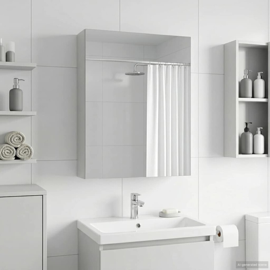 vidaXL Badkamer spiegelkast Wit 50 x 14,5 x 70 cm Bewerkt hout vidaXL Badkamer spiegelkast Wit 50 x 14,5 x 70 cm Bewerkt hout afbeelding 1