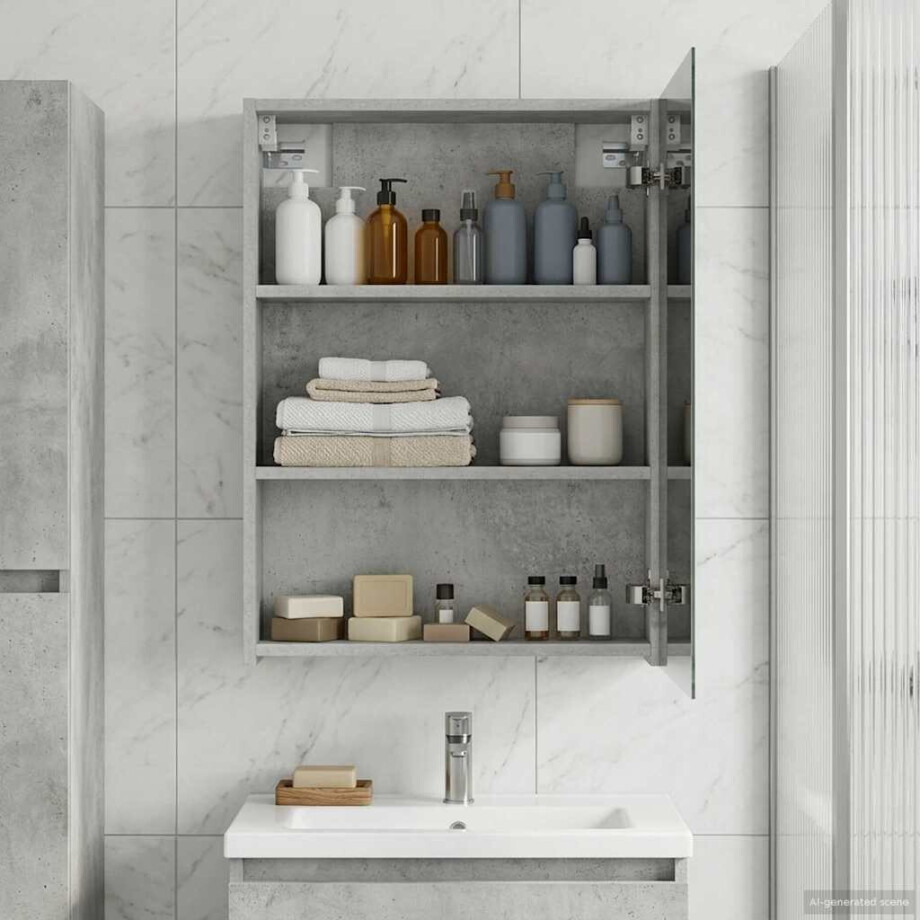 vidaXL Badkamer spiegelkast Beton Grijs 50 x 14,5 x 70 cm Bewerkt hout afbeelding 1