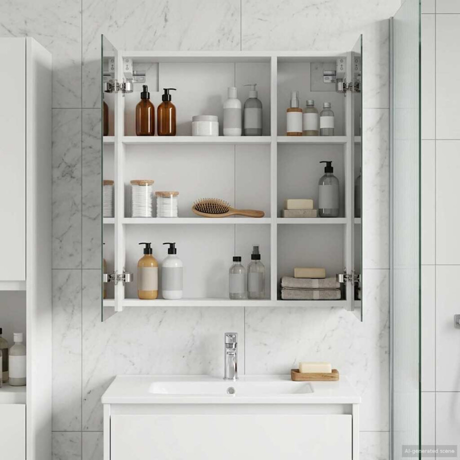 vidaXL Badkamer spiegelkast Wit 60 x 14,5 x 70 cm Bewerkt hout afbeelding 1