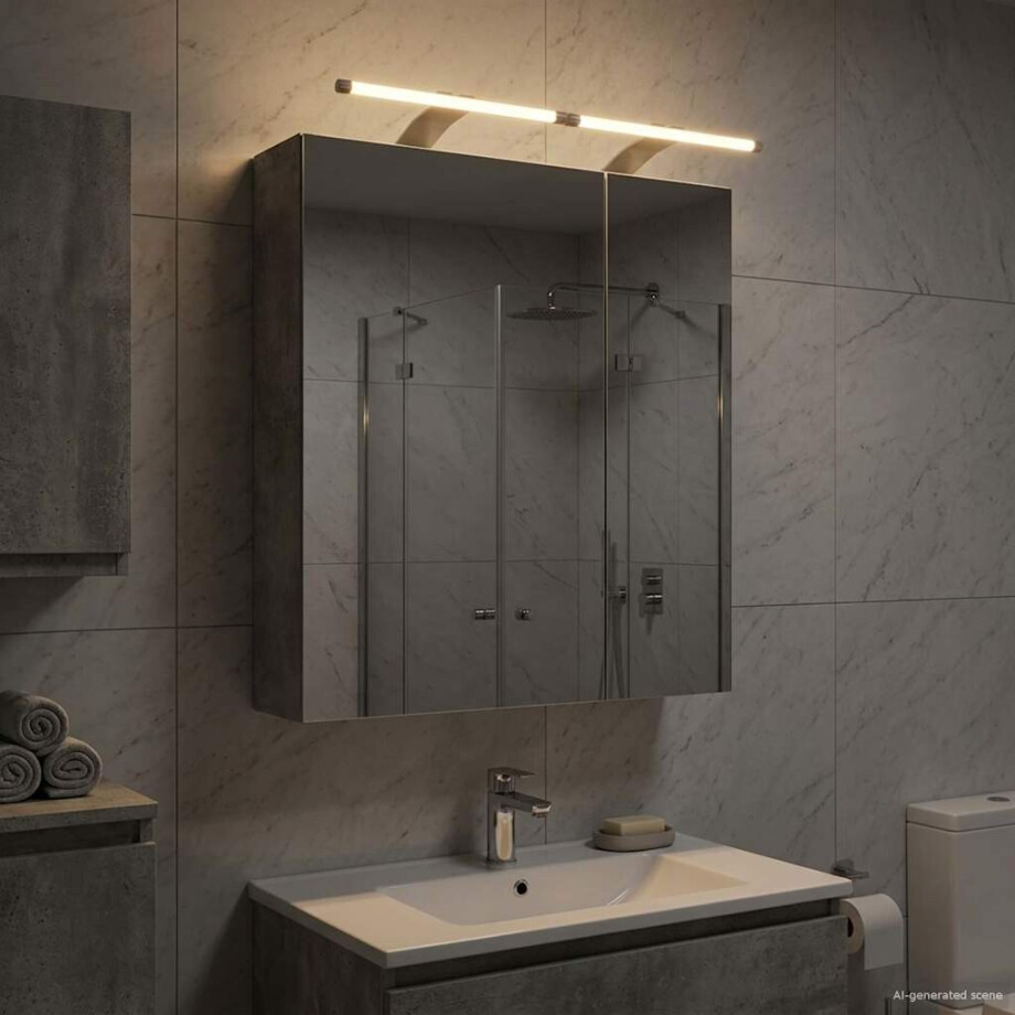 vidaXL Badkamer spiegelkast Beton Grijs 60 x 14,5 x 70 cm Bewerkt hout afbeelding 1