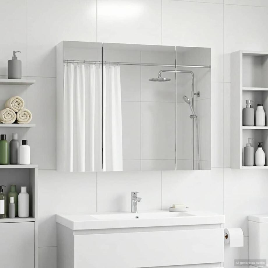 vidaXL Badkamer spiegelkast voor Wit 60 x 14,5 x 50 cm Bewerkt hout afbeelding 1