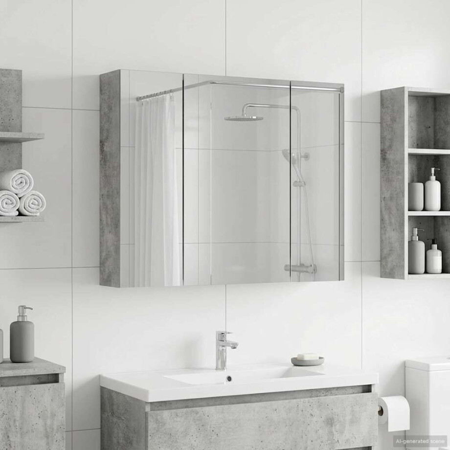 vidaXL Badkamer spiegelkast Beton Grijs 60 x 14,5 x 50 cm Bewerkt hout afbeelding 1
