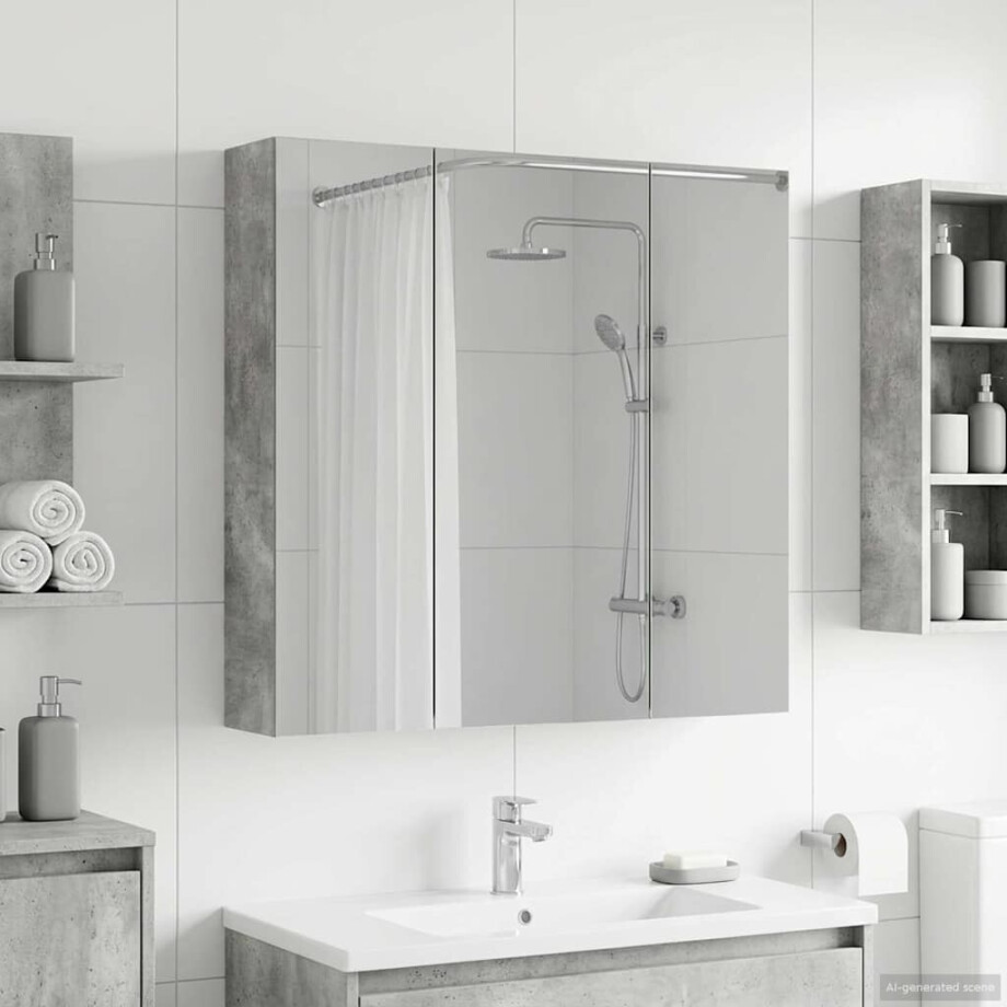 vidaXL Badkamer spiegelkast Beton Grijs 70 x 14,5 x 70 cm Bewerkt hout afbeelding 1