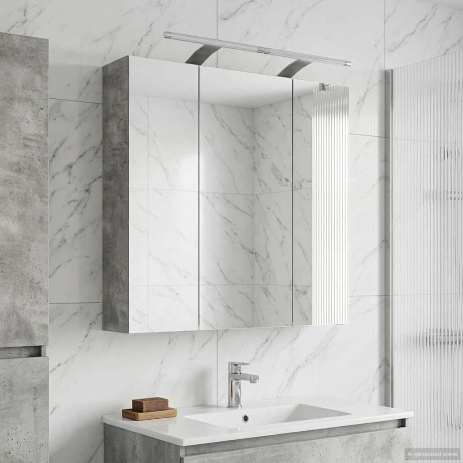 vidaXL Badkamer spiegelkast Beton Grijs 70 x 14,5 x 70 cm Bewerkt hout afbeelding 1