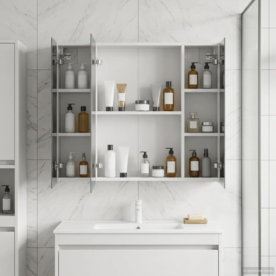 vidaXL Badkamer spiegelkast Wit 80 x 14.5 x 70 cm Bewerkt hout vidaXL Badkamer spiegelkast Wit 80 x 14.5 x 70 cm Bewerkt hout afbeelding 1