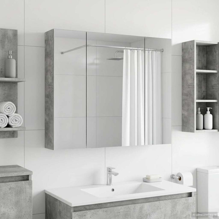 vidaXL Badkamer spiegelkast Beton Grijs 80 x 14.5 x 70 cm Bewerkt hout afbeelding 1