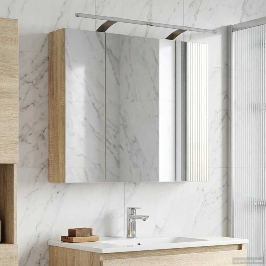 vidaXL Badkamer spiegelkast met plank Sonoma Eiken 80 x 14.5 x 70 cm afbeelding 1