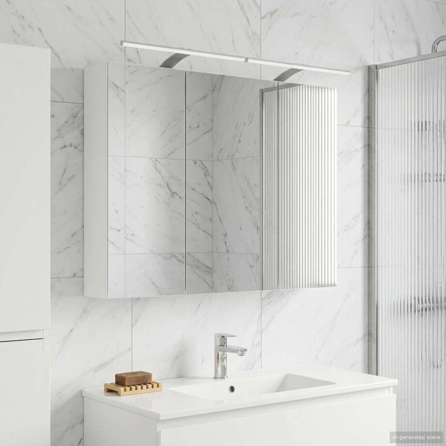 vidaXL Badkamer spiegelkast Wit 100 x 14,5 x 70 cm Bewerkt hout afbeelding 1