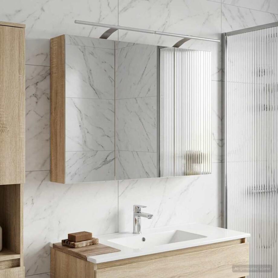 vidaXL Badkamer spiegelkast met plank Sonoma Eiken 100 x 14,5 x 70 cm afbeelding 1