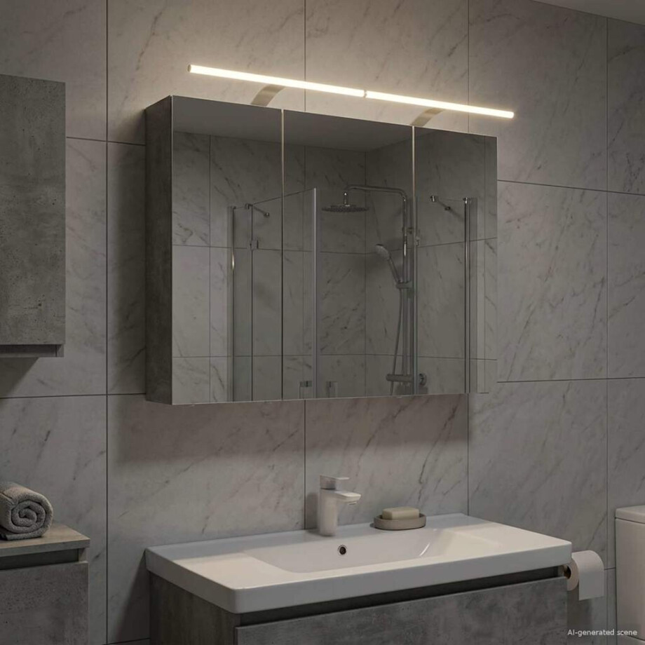 vidaXL Badkamer spiegelkast met plank Beton Grijs 100 x 14,5 x 70 cm afbeelding 1