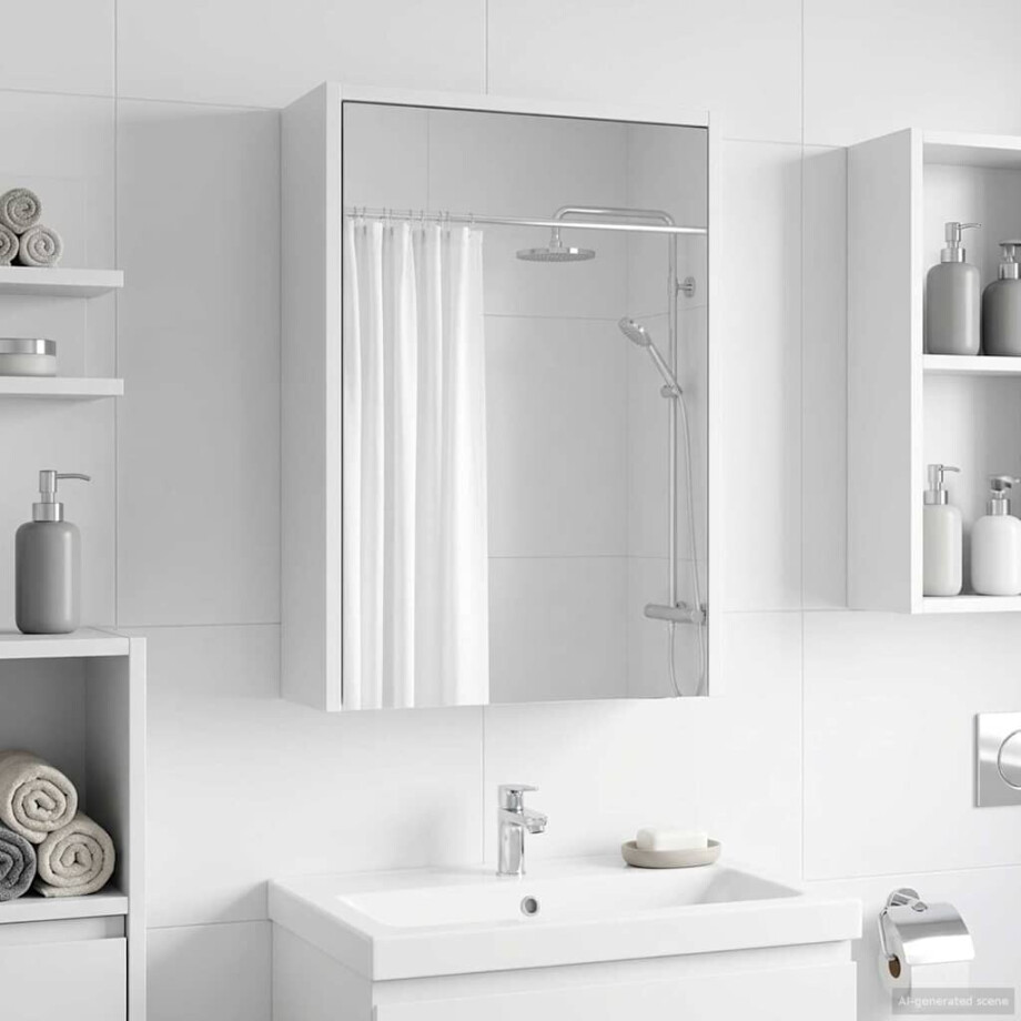vidaXL Badkamer spiegelkast Wit 43 x 16 x 62.5 cm Bewerkt hout vidaXL Badkamer spiegelkast Wit 43 x 16 x 62.5 cm Bewerkt hout afbeelding 1