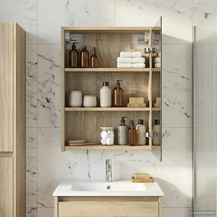 vidaXL Badkamer spiegelkast met plank Sonoma Eiken 43 x 16 x 62.5 cm vidaXL Badkamer spiegelkast met plank Sonoma Eiken 43 x 16 x 62.5 cm afbeelding 1
