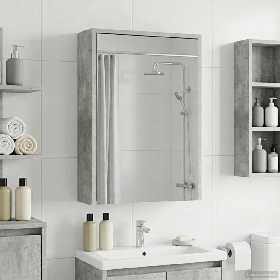 vidaXL Badkamer spiegelkast Beton Grijs 43 x 16 x 62.5 cm Bewerkt hout afbeelding 1