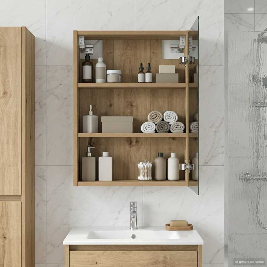 vidaXL Badkamer spiegelkast Ambachtelijk eiken 43 x 16 x 62.5 cm vidaXL Badkamer spiegelkast Ambachtelijk eiken 43 x 16 x 62.5 cm afbeelding 1
