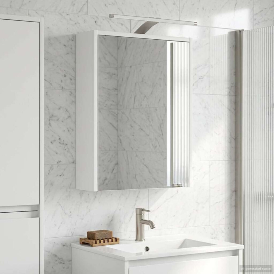 vidaXL Badkamer spiegelkast Wit 43 x 16 x 62.5 cm Bewerkt hout afbeelding 1