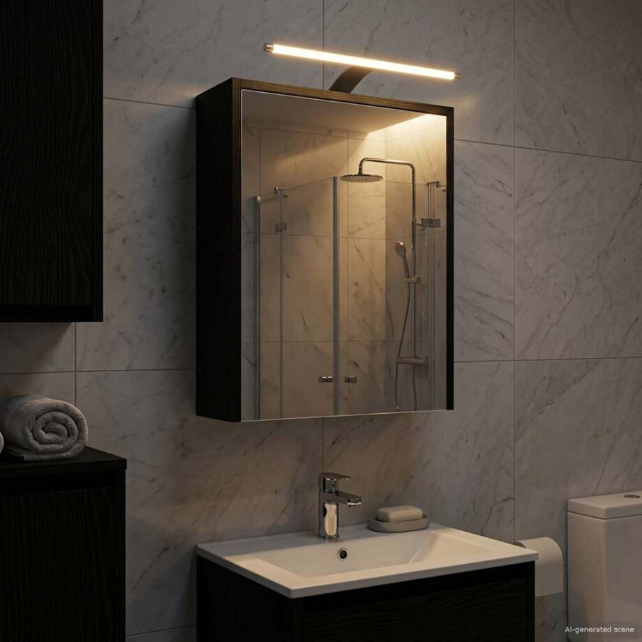 vidaXL Badkamer spiegelkast Zwart Eiken 43 x 16 x 62.5 cm Bewerkt hout afbeelding 1