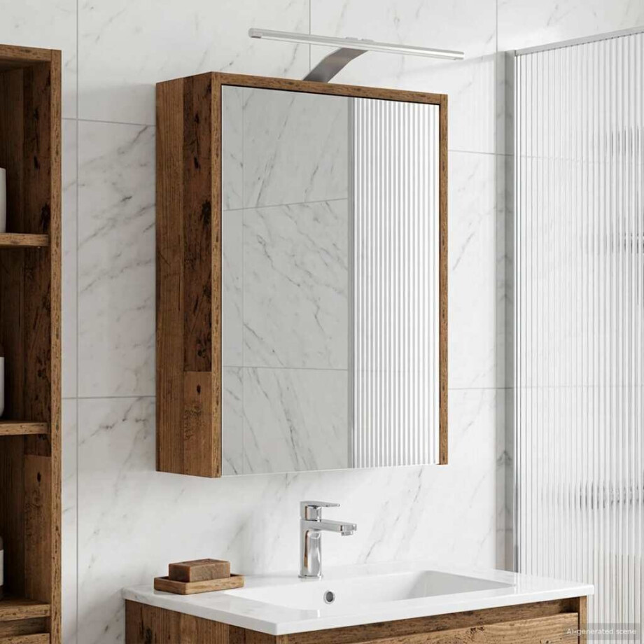 vidaXL Badkamer spiegelkast Oudhout 43 x 16 x 62.5 cm Bewerkt hout vidaXL Badkamer spiegelkast Oudhout 43 x 16 x 62.5 cm Bewerkt hout afbeelding 1