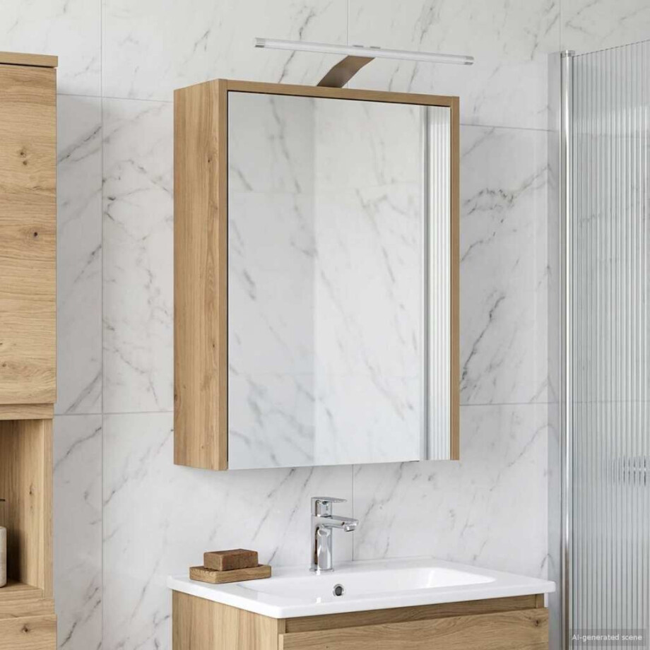 vidaXL Badkamer spiegelkast Ambachtelijk eiken 43 x 16 x 62.5 cm vidaXL Badkamer spiegelkast Ambachtelijk eiken 43 x 16 x 62.5 cm afbeelding 1