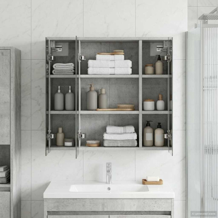 vidaXL Badkamer spiegelkast Beton Grijs 63,5 x 16 x 62,5 cm afbeelding 1
