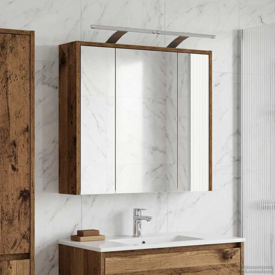 vidaXL Badkamer spiegelkast Oudhout 63,5 x 16 x 62,5 cm Bewerkt hout vidaXL Badkamer spiegelkast Oudhout 63,5 x 16 x 62,5 cm Bewerkt hout afbeelding 1