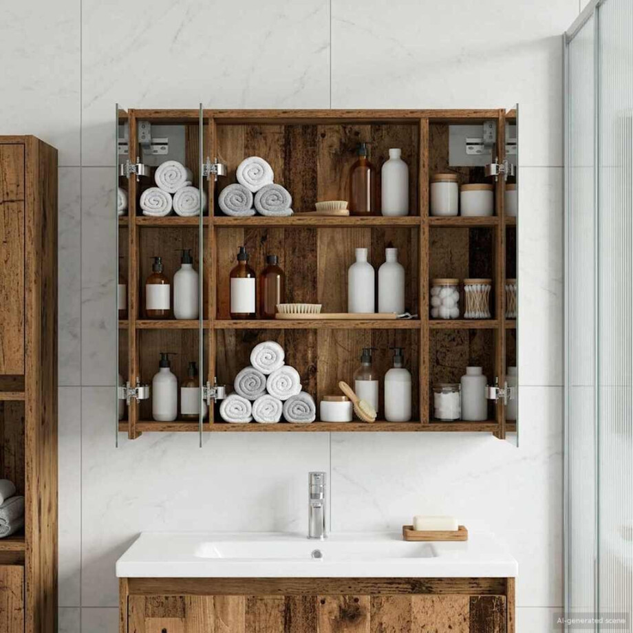 vidaXL Badkamer spiegelkast Oudhout 73,5 x 16 x 62,5 cm Bewerkt hout vidaXL Badkamer spiegelkast Oudhout 73,5 x 16 x 62,5 cm Bewerkt hout afbeelding 1