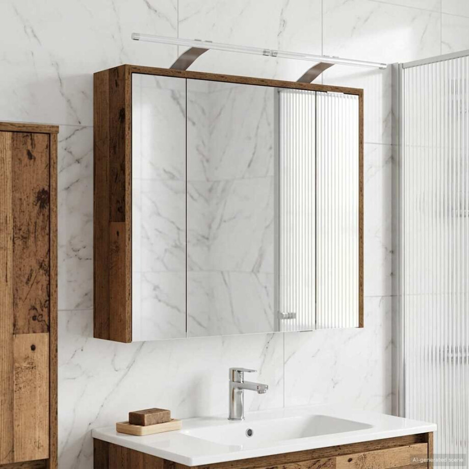vidaXL Badkamer spiegelkast Oudhout 73,5 x 16 x 62,5 cm Bewerkt hout vidaXL Badkamer spiegelkast Oudhout 73,5 x 16 x 62,5 cm Bewerkt hout afbeelding 1