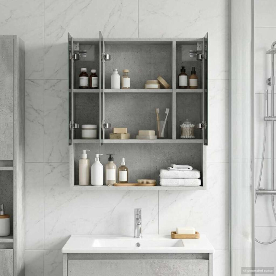 vidaXL Badkamer spiegelkast Beton Grijs 60 x 14.5 x 70 cm Bewerkt hout afbeelding 1