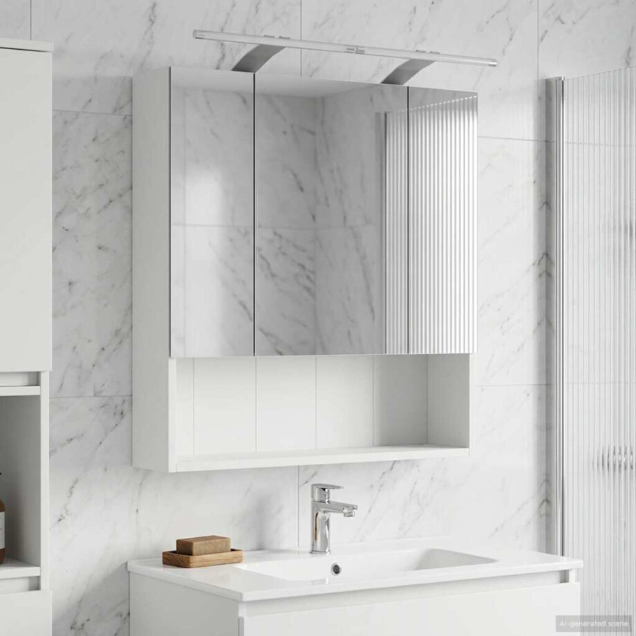 vidaXL Badkamer spiegelkast Wit 60 x 14.5 x 70 cm Bewerkt hout vidaXL Badkamer spiegelkast Wit 60 x 14.5 x 70 cm Bewerkt hout afbeelding 1