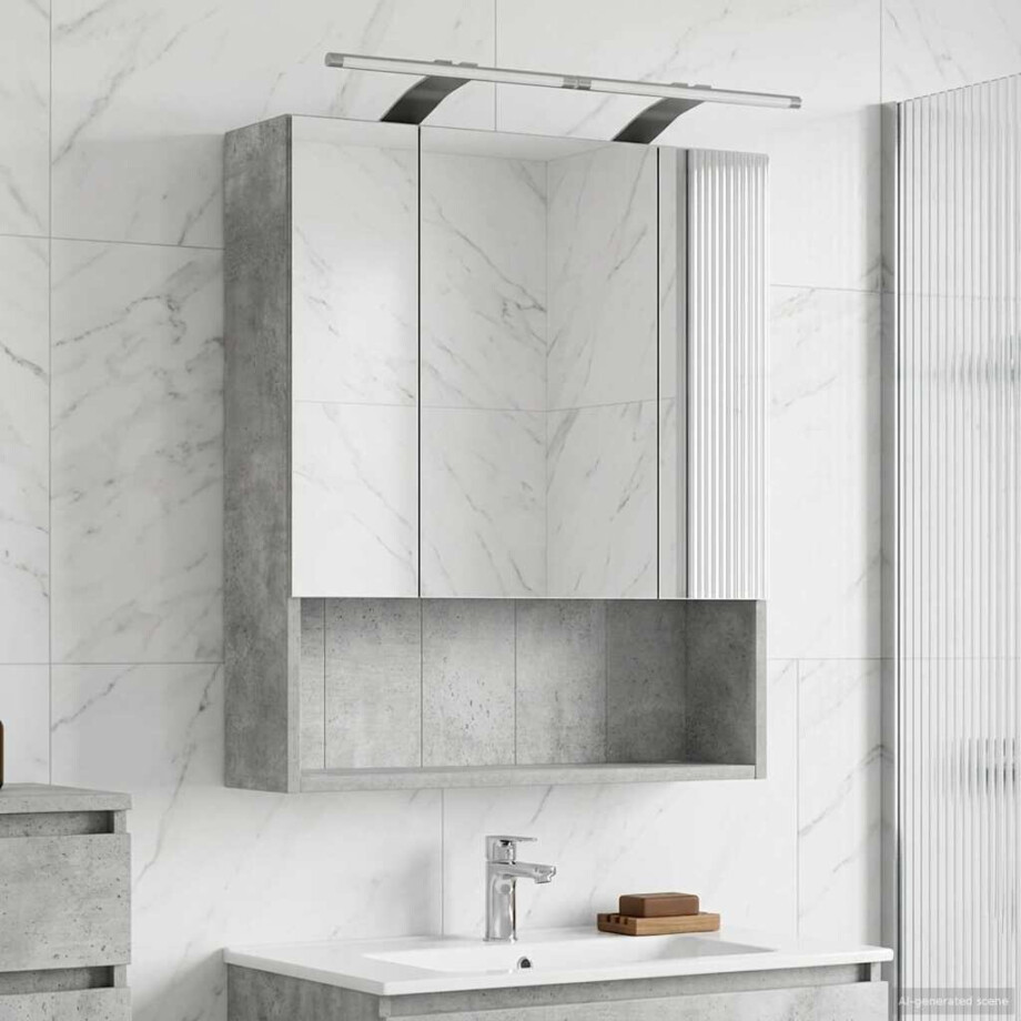 vidaXL Badkamer spiegelkast Beton Grijs 60 x 14.5 x 70 cm Bewerkt hout vidaXL Badkamer spiegelkast Beton Grijs 60 x 14.5 x 70 cm Bewerkt hout afbeelding 1
