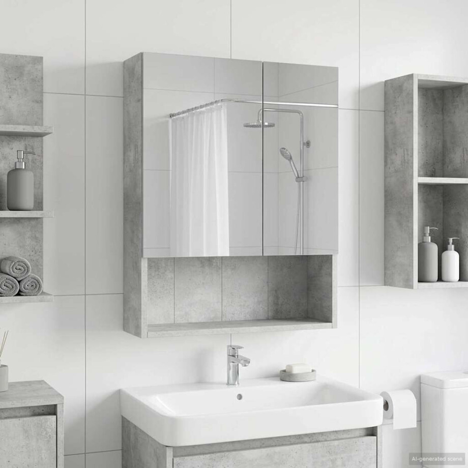 vidaXL Badkamer spiegelkast Beton Grijs 50 x 14,5 x 70 cm Bewerkt hout afbeelding 1