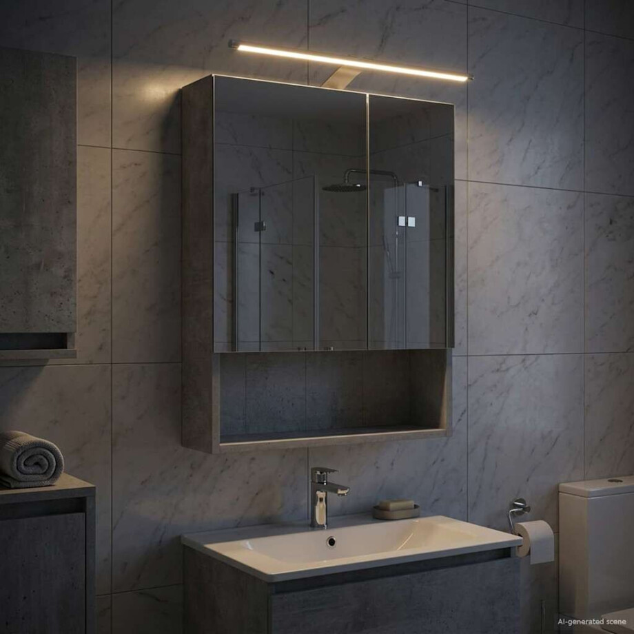 vidaXL Badkamer spiegelkast Beton Grijs 50 x 14,5 x 70 cm Bewerkt hout afbeelding 1