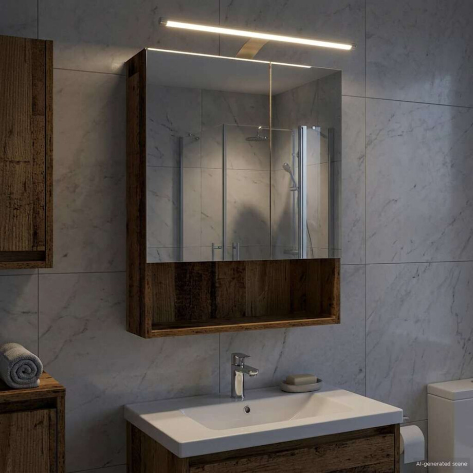 vidaXL Badkamer spiegelkast Oudhout 50 x 14,5 x 70 cm Bewerkt hout vidaXL Badkamer spiegelkast Oudhout 50 x 14,5 x 70 cm Bewerkt hout afbeelding 1