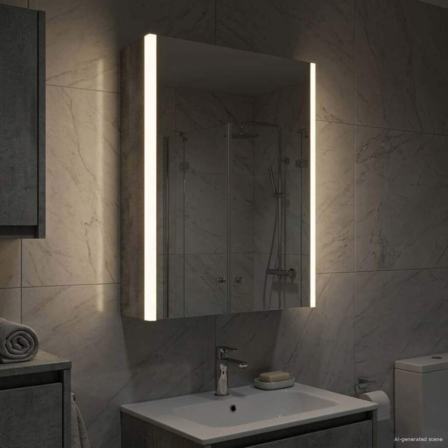 vidaXL Badkamer spiegelkast Beton Grijs 33 x 11,5 x 50 cm Bewerkt hout afbeelding 1
