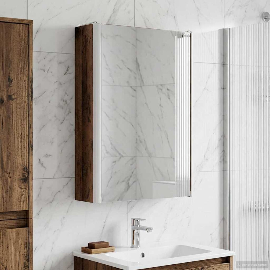 vidaXL Badkamer spiegelkast Oudhout 33 x 11,5 x 50 cm Bewerkt hout vidaXL Badkamer spiegelkast Oudhout 33 x 11,5 x 50 cm Bewerkt hout afbeelding 1